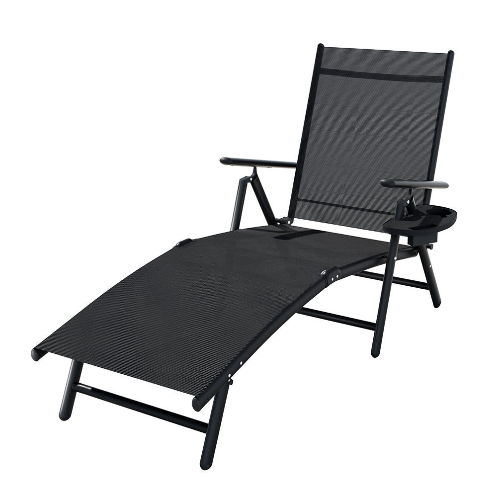 Armadale Foldable Sun Lounge Recliner Chair - Black